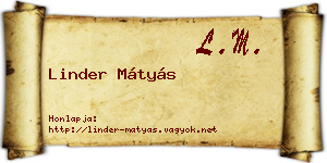 Linder Mátyás névjegykártya